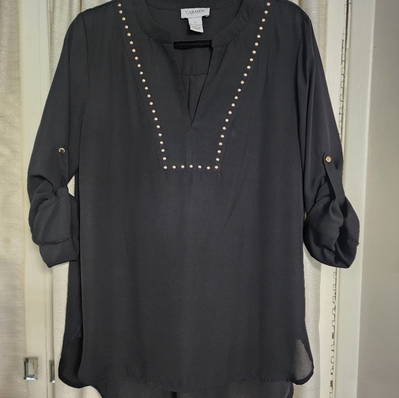 **SOLD**Carmen Marc Valvo black studded top (L) - Picture 7 of 12
